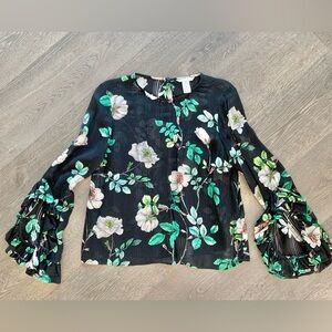H&M Sheer Floral Print Blouse